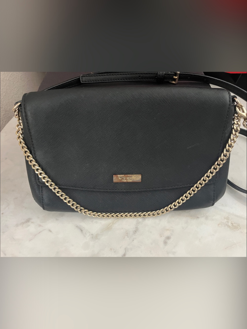 kate spade Black Shoulder Bag with Gold Chain